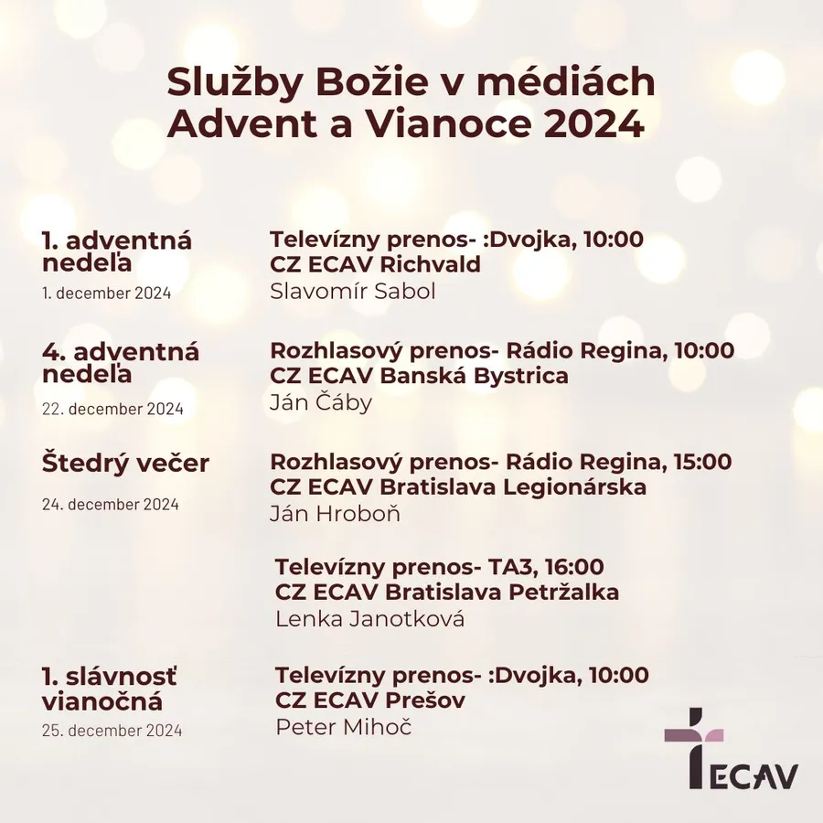 Služby Božie v médiách- Advent a Vianoce 2024 