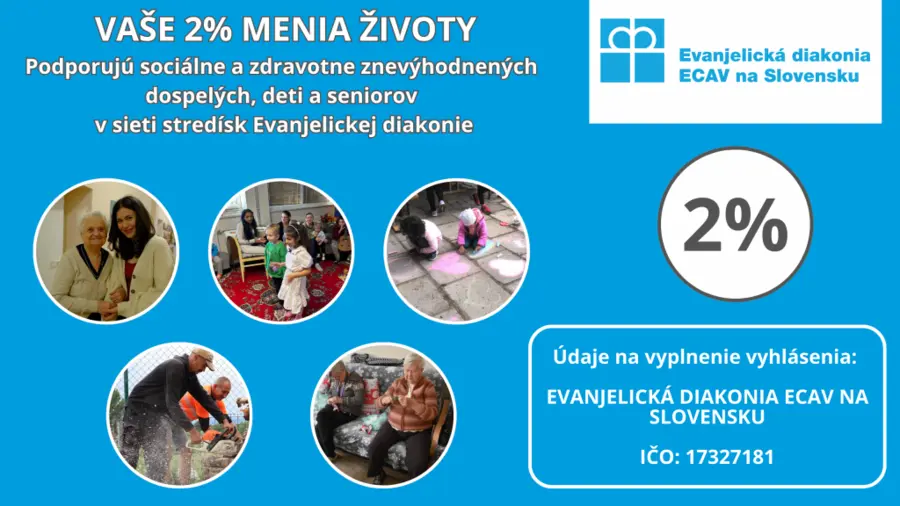 Podporte Evanjelickú DIAKONIU 2-3%