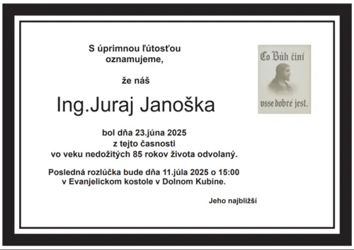 Zomrel Juraj Janoška