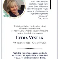 Posledná rozlúčka so sestrou Lýdiou Veselou