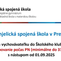 Evanjelická spojená škola v Prešove hľadá vychovávateľku 