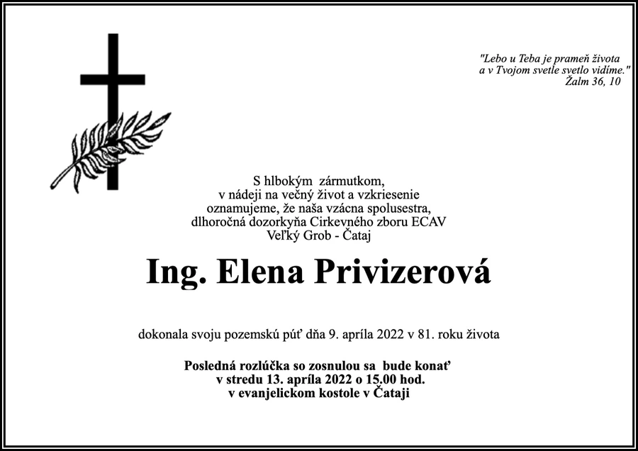 Posledná rozlúčka s Ing. Elenou Privizerovou