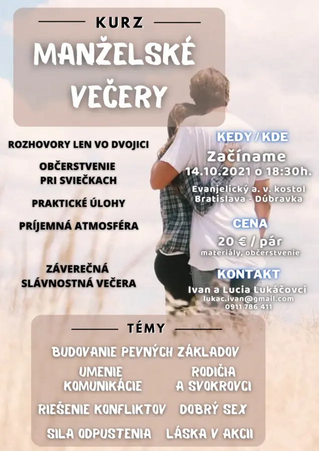 MANŽELSKÉ VEČERY – ZAČÍNAME 14.10.2021