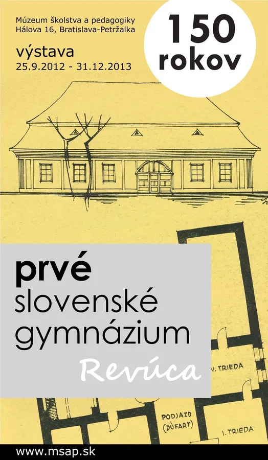 Pozvánka na výstavu Prvé slovenské gymnázium Revúca. 150 rokov 