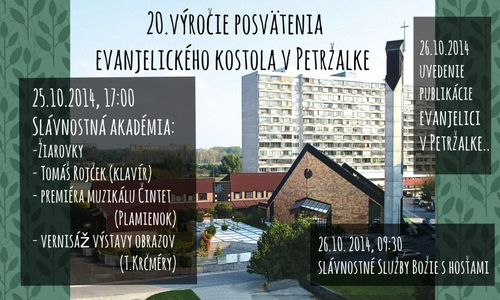 K 20. výročiu posvätenia chrámu v Bratislave-Petržalke 25. a 26. 10.