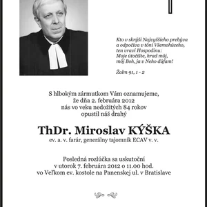 Zomrel brat farár ThDr. Miroslav Kýška