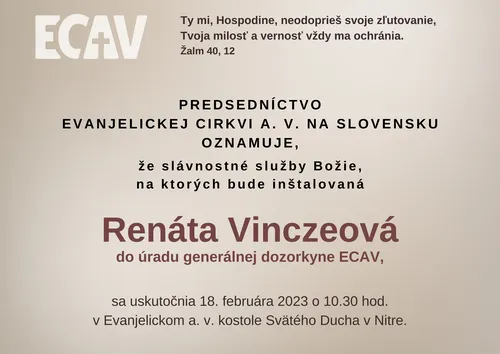 Inštalácia novej generálnej dozorkyne ECAV