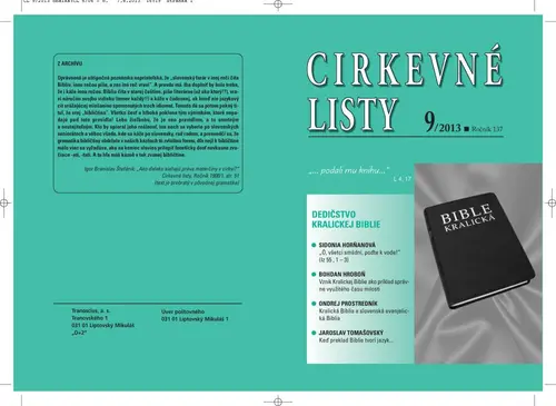 Cirkevné listy č. 9 o Kralickej Biblii