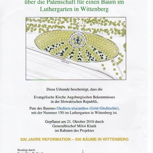ECAV na Slovensku má strom v Lutherovej záhrade vo Wittenbergu