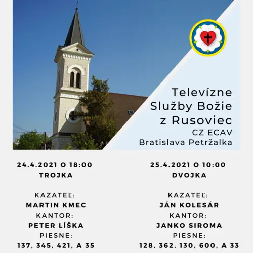 Televízne Služby Božie z Rusoviec 24. a 25.4.2021