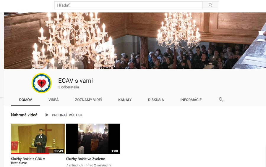 You Tube kanál ECAV s vami