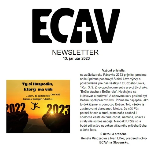 Newsletter ECAV- 13.1.2023