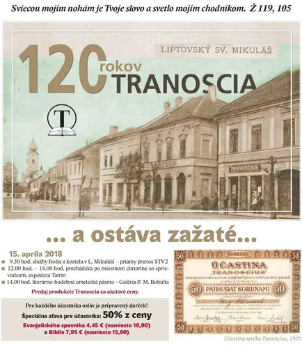 120. výročia založenia Tranoscia 15. 4. 