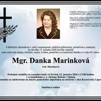 ZOMRELA EVANJELICKÁ FARÁRKA DANUŠA MARINKOVÁ