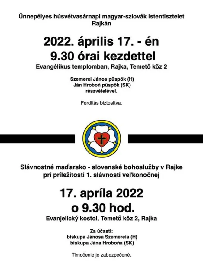 Maďarsko-slovenská bohoslužba v Rajke