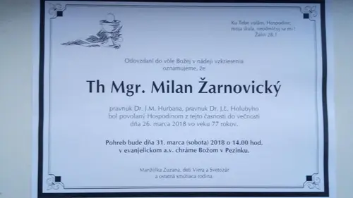 Pohrebná rozlúčka s ThMgr. Milanom Žarnovickým