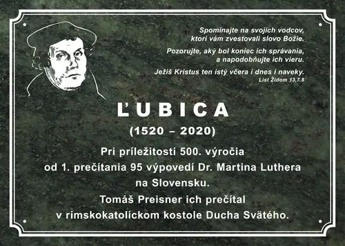 SLUŽBY BOŽIE NA PAMIATKU REFORMÁCIE- 31.10.2020 z Ľubice