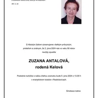 Zomrela sestra Zuzana Antalová