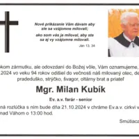 Kondolencia pri úmrtí brata Milana Kubíka